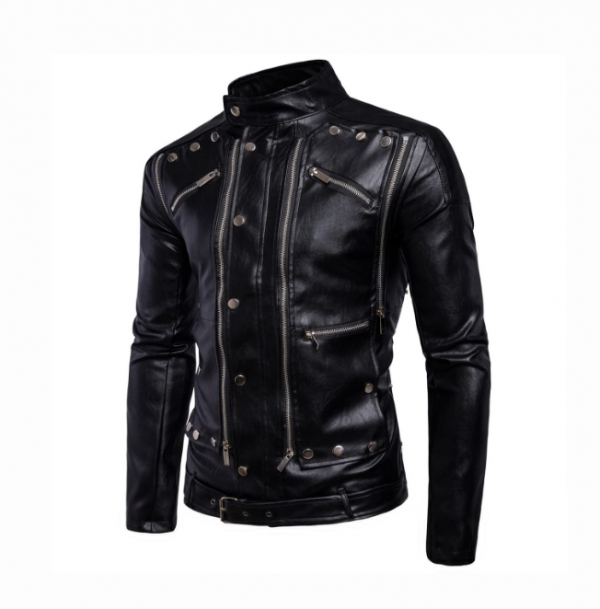 Jaket Aviator dengan Detail Kancing Logam